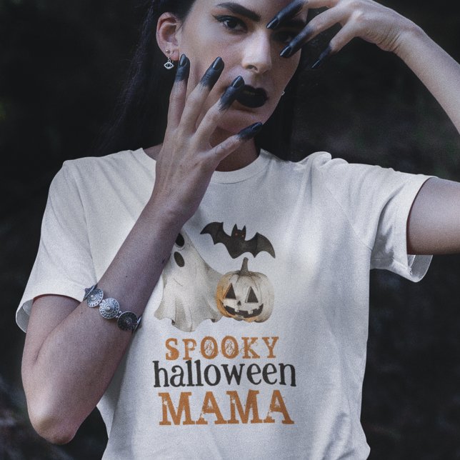 Camiseta Fantasma negra naranja Fantasma Halloween Mamá (Subido por el creador)