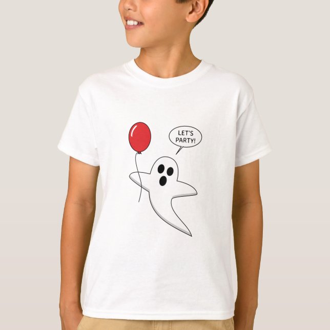 Camiseta Fantasma Personalizado con globo rojo (Anverso)