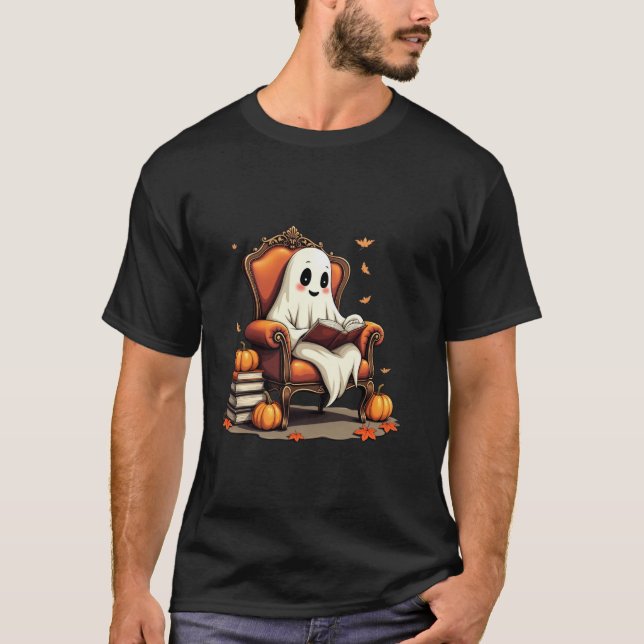 Camiseta Fantasma Reading Vintage Pumpkin Funny Halloween G (Anverso)