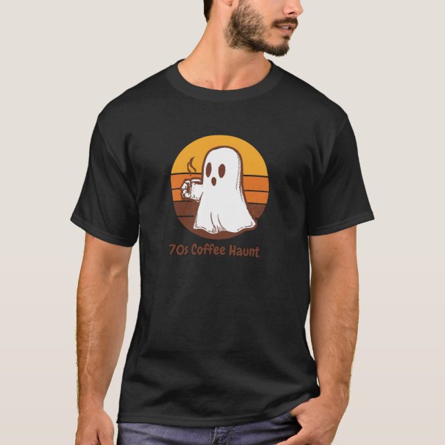 Camiseta Fantasma Retro de Café Embrujado de los 70 (Anverso)
