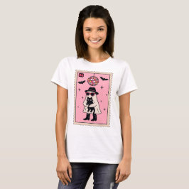 Camiseta Fantasma retro disco con sello de Halloween de gat