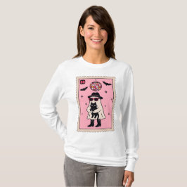 Camiseta Fantasma retro disco con sello de Halloween de gat