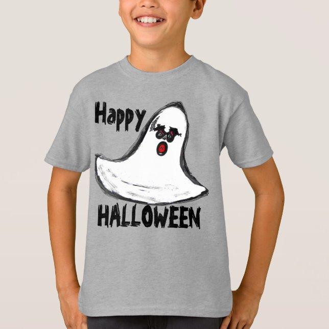 Camiseta Fantasma rojo blanco de Halloween (Anverso)