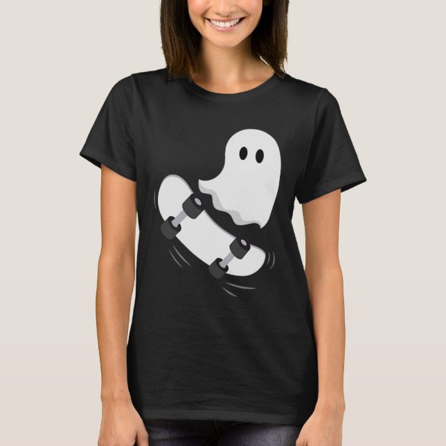Camiseta Fantasma Skateboard Lazy Halloween Disstume Fun Sk (Anverso)