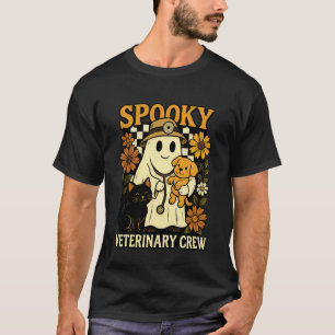 Camiseta Fantasma sosteniendo gato negro, veterinario de pe