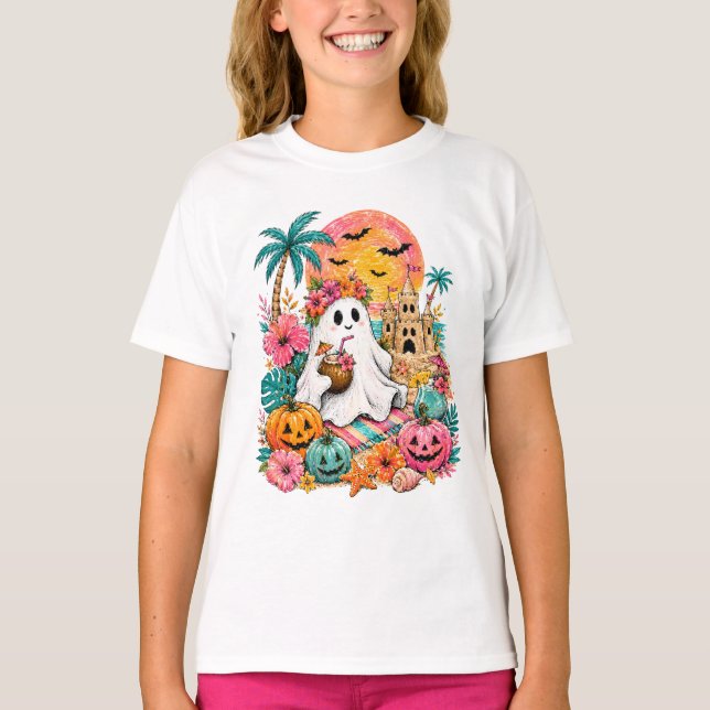 Camiseta Fantasma Tropical de Halloween (Anverso)