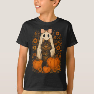Camiseta Fantasma vintage de Halloween sosteniendo gato Mai