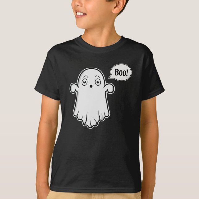 Camiseta Fantasma Y Burbuja Del Discurso Diciendo Boo Hallo (Anverso)