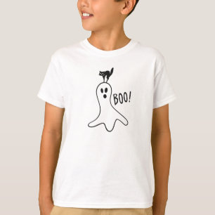 Camiseta Fantasma y Gato Negro Halloween Cutto