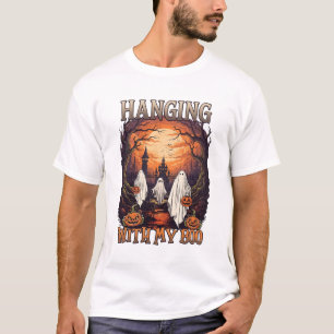 Camiseta Fantasmagóricos fantasmas de Halloween calabazas L