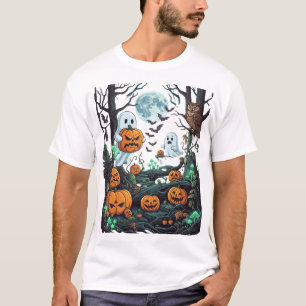 Camiseta Fantasmagóricos murciélagos de Halloween Calabazas
