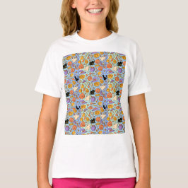 Camiseta Fantasmas, Calabazas, Gatos y Diseño Continuo Espe