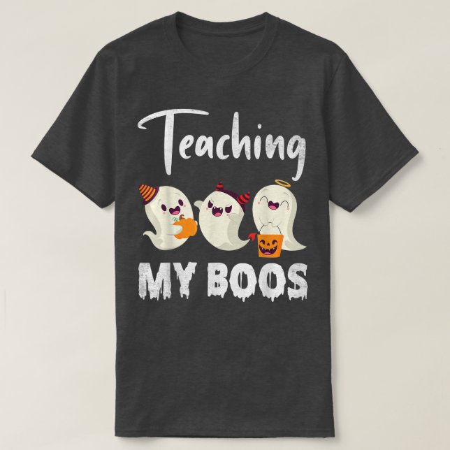 Camiseta Fantasmas Candy Corns Calabaza Luz Halloween Teach (Diseño del anverso)