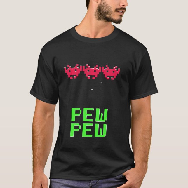 Camiseta Fantasmas de 80's de pew invader alienígena arcade (Anverso)