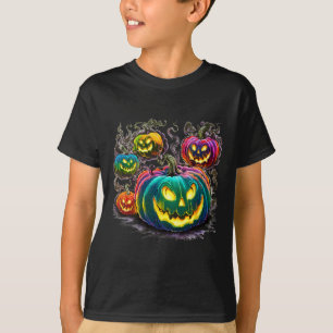 Camiseta Fantasmas de calabaza coloridas Jack O Lantern Hal
