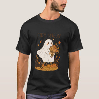 Camiseta Fantasmas de la temporada acogedora Hojas de otoño