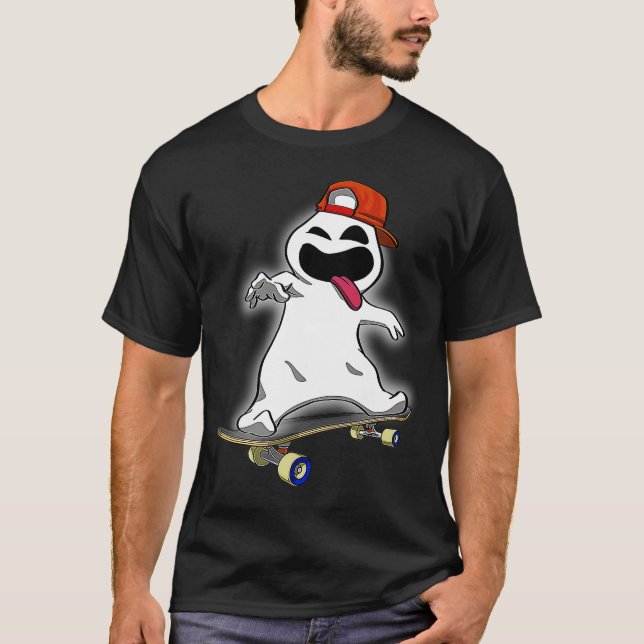 Camiseta Fantasmas de patinaje asustan Fantasma Halloween D (Anverso)