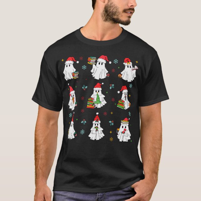 Camiseta Fantasmas vistiendo Santa Hats leyendo libros Navi (Anverso)