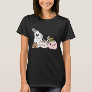 Camiseta Fantasmas y calabazas de boo rosado de Halloween