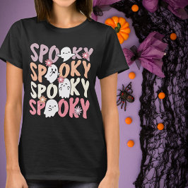 Camiseta Fantasmas y flores de Halloween retro adorables