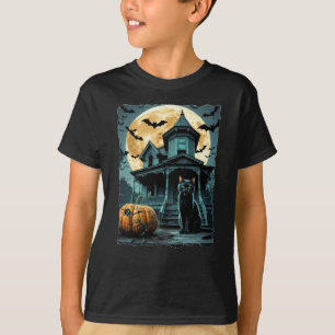 Camiseta Fantástica casa de Halloween con gato negro