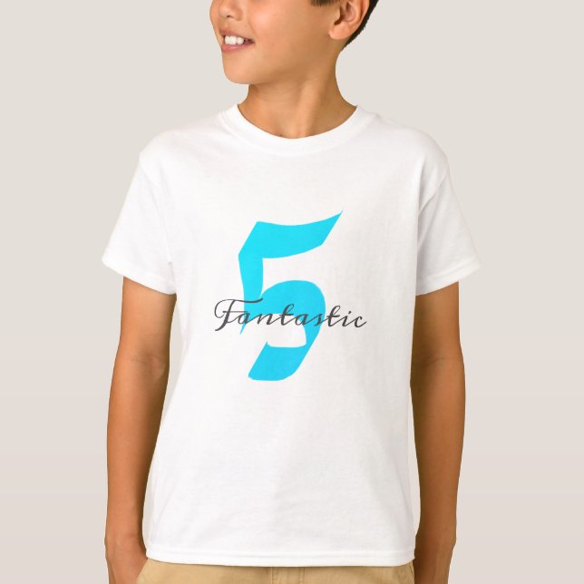 Camiseta Fantástico cinco niños cinco años Verde azulado az (Anverso)