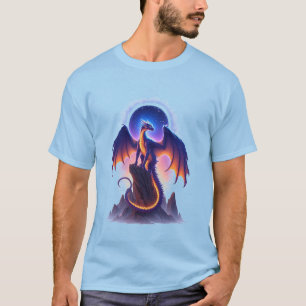 Camiseta Fantástico dragón majestuoso posado en la montaña