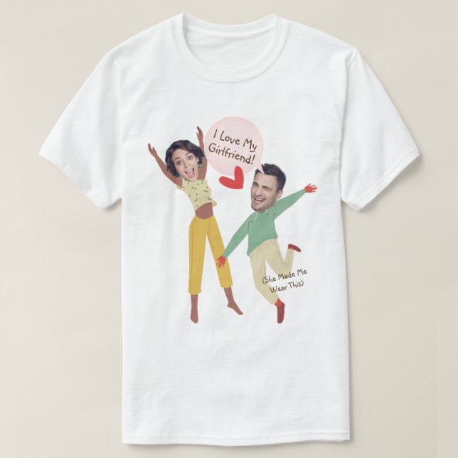 Camiseta Fantástico Face-Whimsical Amo A Mi Novia Foto 1S (Diseño del anverso)