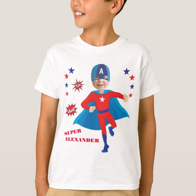 Camiseta Fantástico niño súper héroe de EE.UU. cumpleaños t (Anverso)