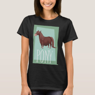 Camiseta Fantástico Poni Shetland Marrón Sobre Fondo Retro