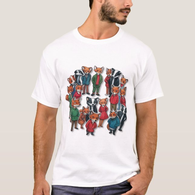 Camiseta Fantástico Sr. Fox Personajes Principales Arte (Anverso)