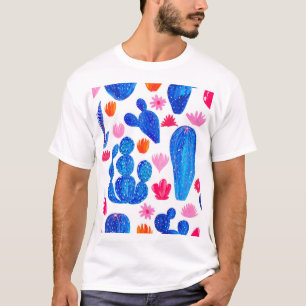 Camiseta Fantasy Cacti: Patrón Decorativo Sin Marea.