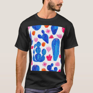 Camiseta Fantasy Cacti: Patrón Decorativo Sin Marea.