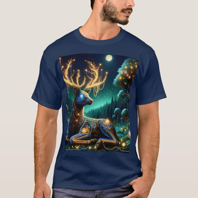 Camiseta Fantasy Cute Cyber Stag Forest (Anverso)