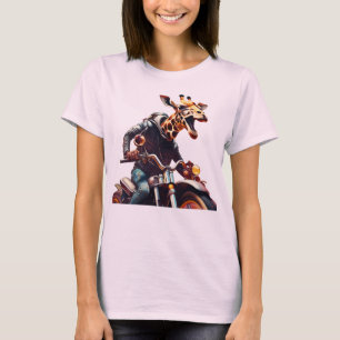 Camiseta Fantasy Cute Giraffe Riendo Bicicleta