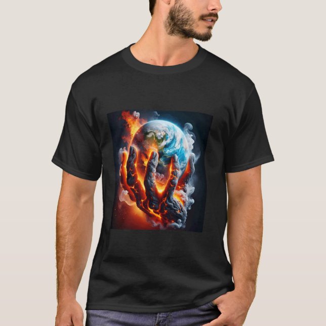 Camiseta Fantasy Cute Hand Earth Lava (Anverso)