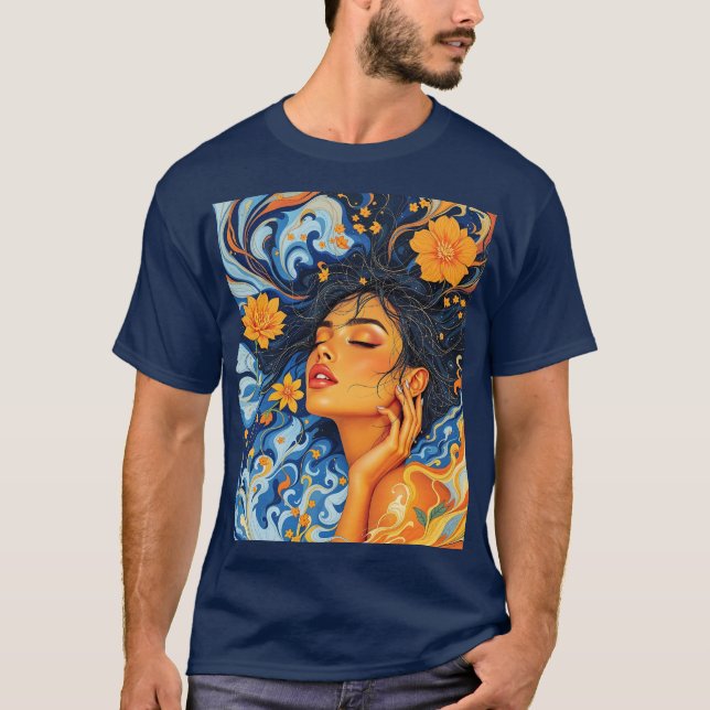 Camiseta Fantasy Cute Naranja Chica azul (Anverso)