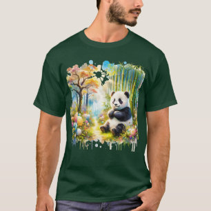 Camiseta Fantasy Cute Panda Bamboo Forest