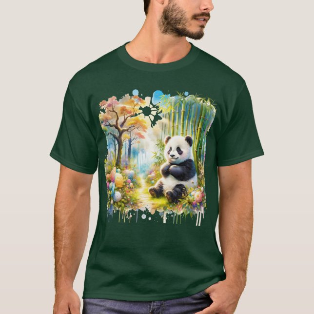 Camiseta Fantasy Cute Panda Bamboo Forest (Anverso)