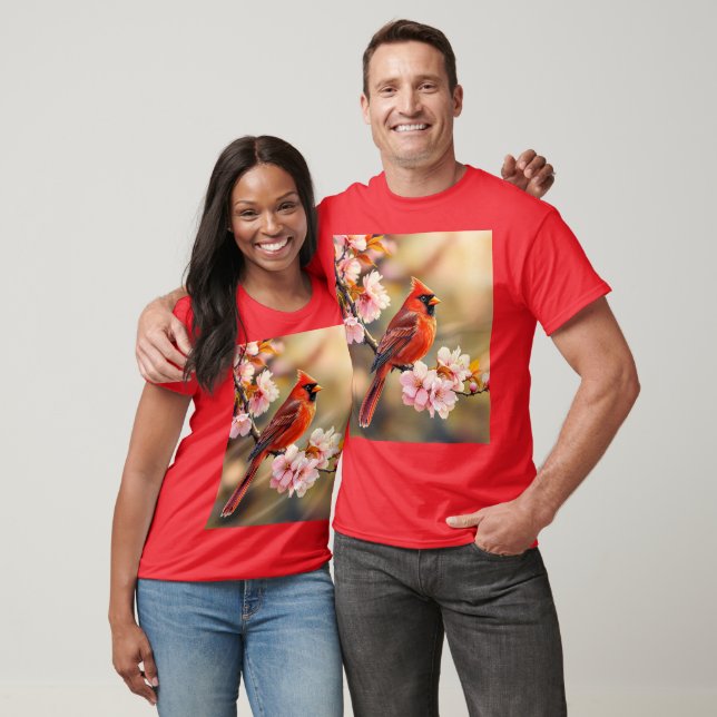 Camiseta Fantasy Cute Red Bird Cherry (Unisexo)