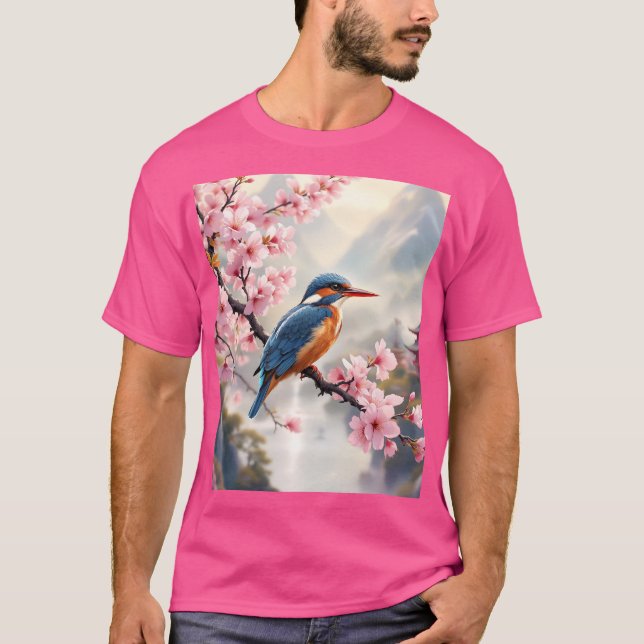 Camiseta Fantasy Cute Sakura Bird Blue (Anverso)