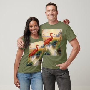 Camiseta Fantasy Cute Scarlet Ibis por la noche