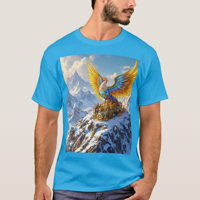 Camiseta Fantasy Cute Steampunk Mountains Phoenix (Anverso)