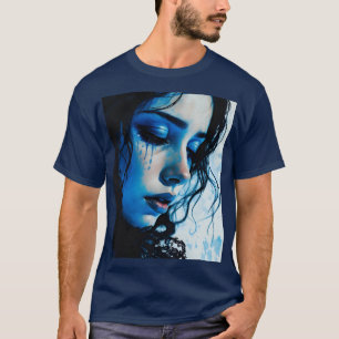 Camiseta Fantasy Cute Triste Chica Azul