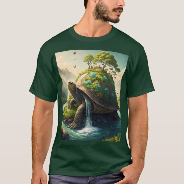 Camiseta Fantasy Cute Turte Waterfall Forest (Anverso)