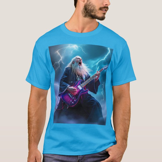 Camiseta Fantasy Cute Wizard Jugando guitarra (Anverso)