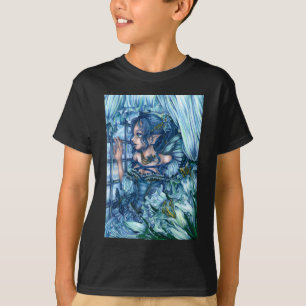 Camiseta Fantasy Fairy Anime Girl Victorian Blue