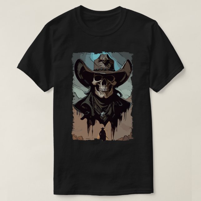 Camiseta Fantasy Grunge Skull Wild West Cowboy Arte del Sur (Diseño del anverso)
