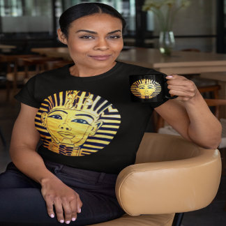 Camiseta Faraón de estilo egipcio negro y oro