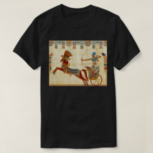 Camiseta Faraón del Antiguo Egipto Ramsés II Caballos papir